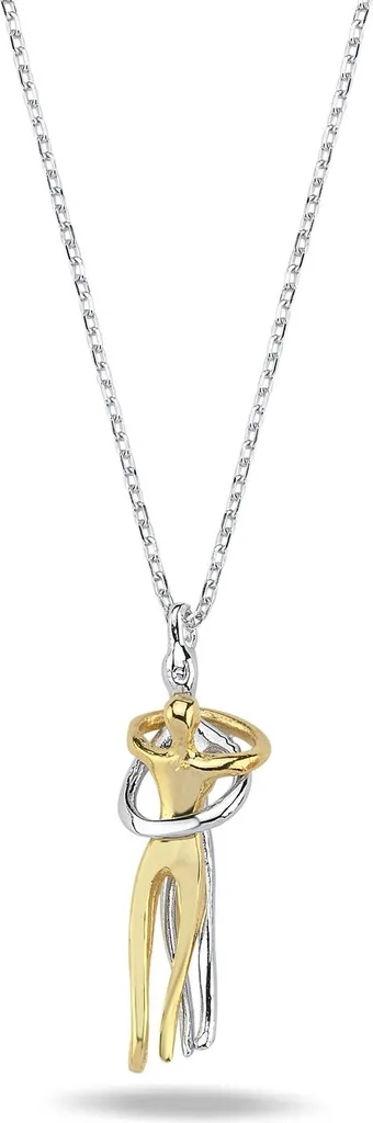Collier Argent 925 Pendentif Étreinte - Cadeau de Couple Idéal pour Elle