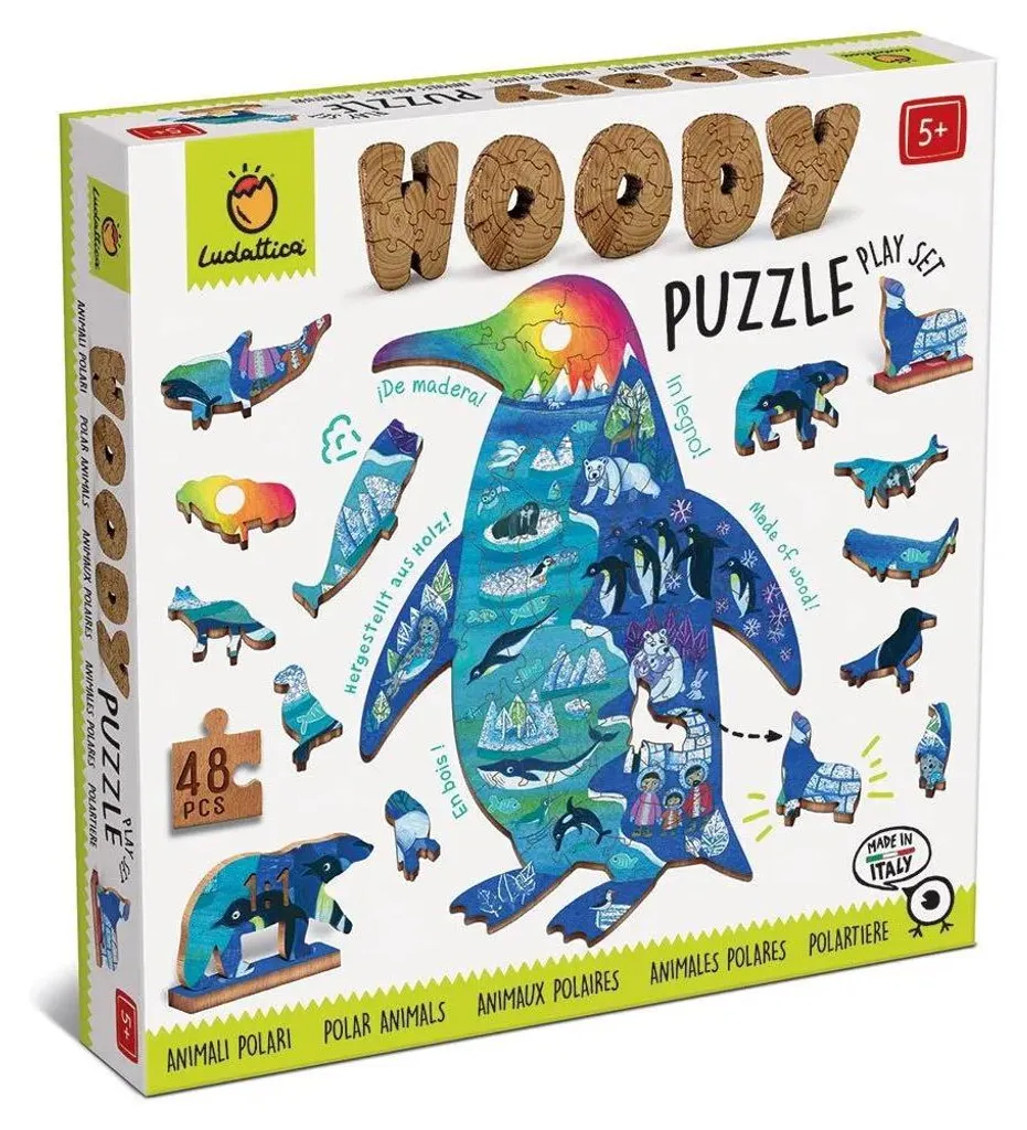Puzzle en bois LUDATTICA animaux de la banquise pour jeu calme
