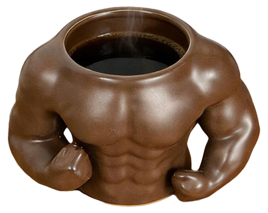 Fitness-Tasse mit Muskelmann-Motiv, große Keramik-Wasserflasche, originelles Geschenk für Fitnessbegeisterte, Geburtstagsgeschenk für Paare