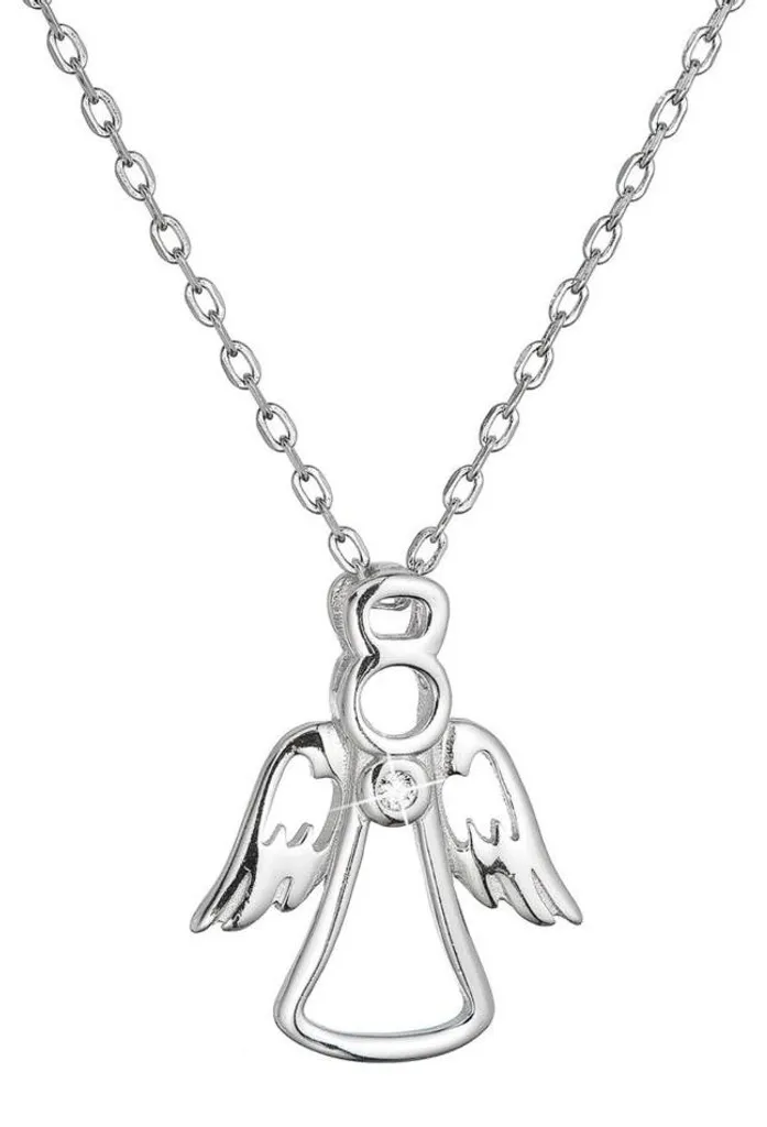 Collier pendentif ange en argent et zircone étincelante, bijou 12104.1