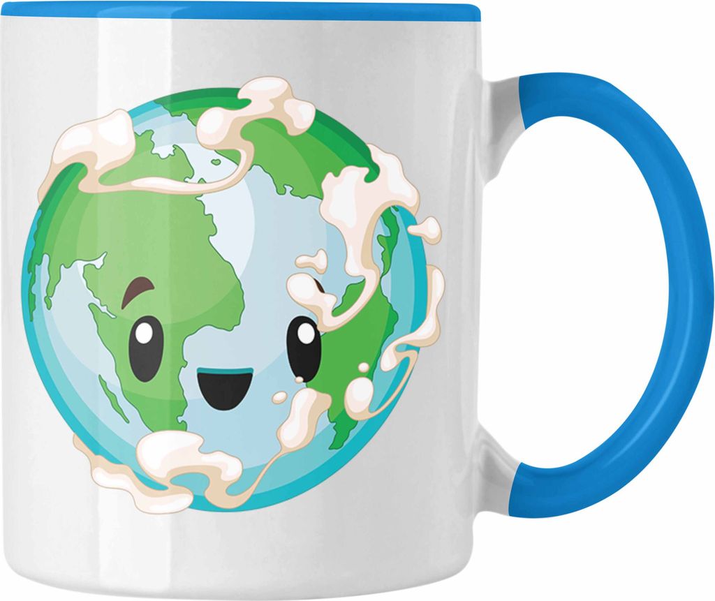 Trendation - Save the Earth Tasse Umweltschutz-Fans Geschenk für Umweltbewusste (Blau)