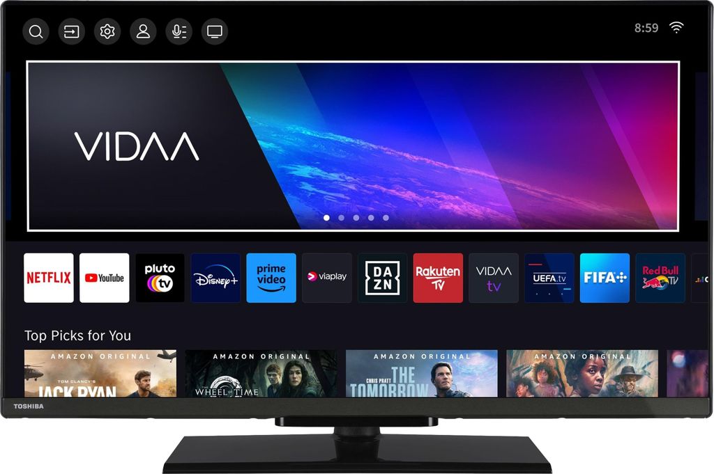 Toshiba Fernseher 32 Zoll Smart TV VIDAA HD-ready Fernseher HDR Smart TV mit Triple-Tuner, LED TV