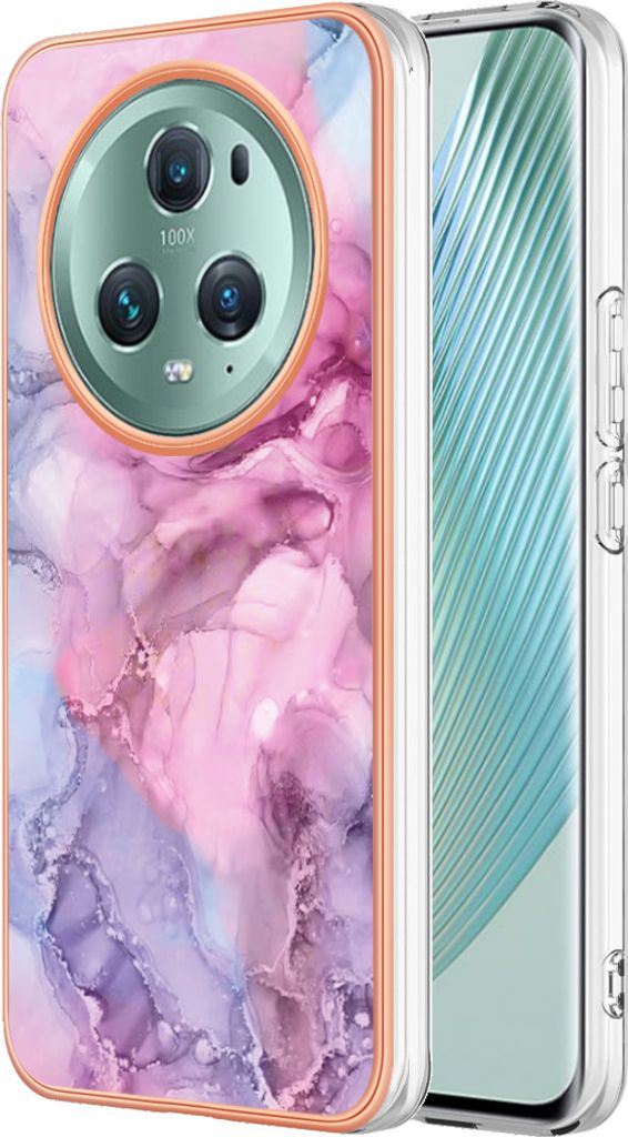 Honor Magic5 Pro Hülle, Muster TPU Silikon Stoßdämpfer Bumper Schutzhülle für Honor Magic5 Pro Pink