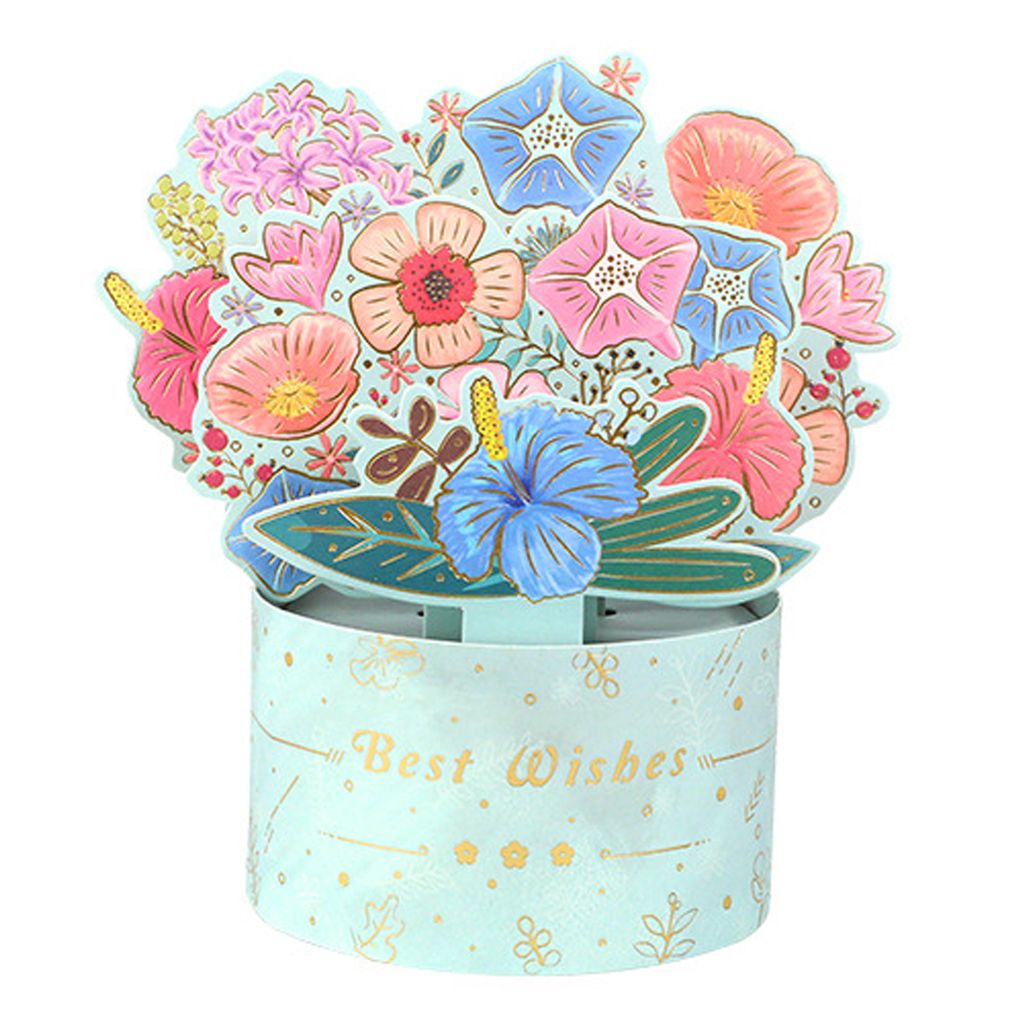 Bouquet Card Realistisch aussehendes zusammenklappbares Papier attraktive glänzende Blume 3D -Grußkarte Partyzubehör-Blau
