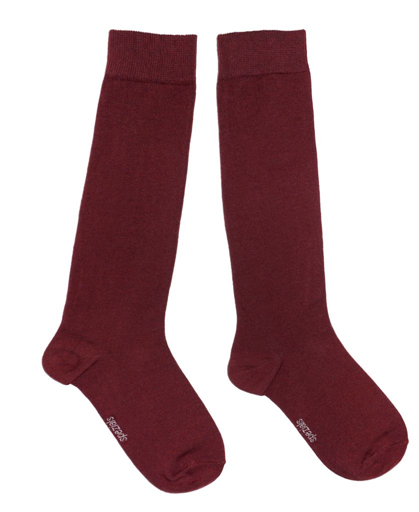 Damen Kniestrümpfe Einfarbig Wein Farben Dunkelwein Größe 35-38