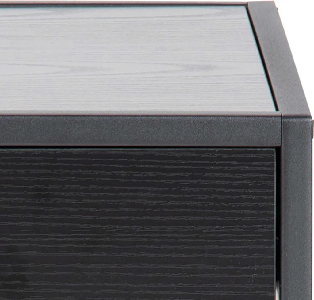 Table de chevet Seaford noir avec étagère de rangement structure métal - 6