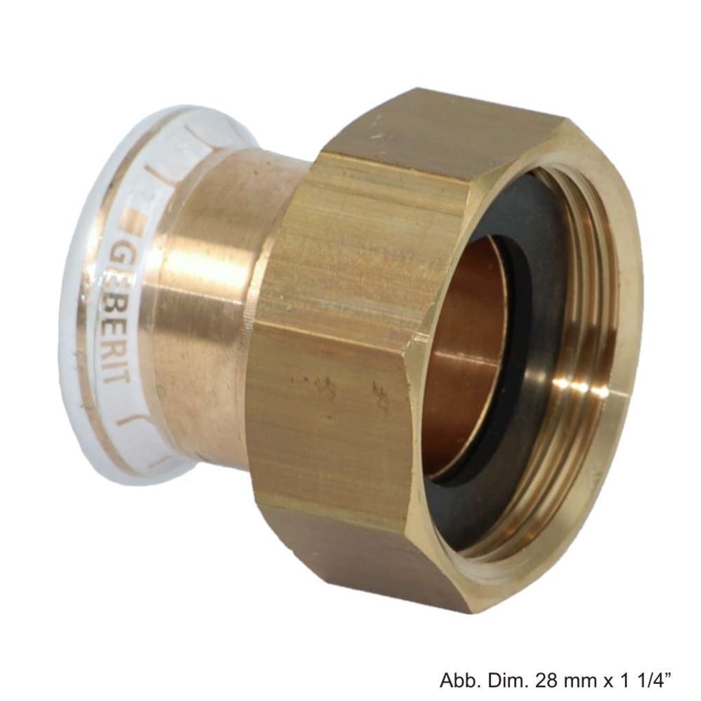 Geberit GE Mapress Kupfer, Übergang mit Überwurfmutter, d28mm x G1, 1 Stk.