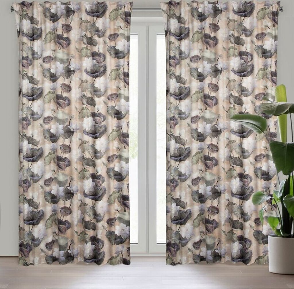 Vorhang LOTOS beige grün 140x270 cm Kräuselband SZEL