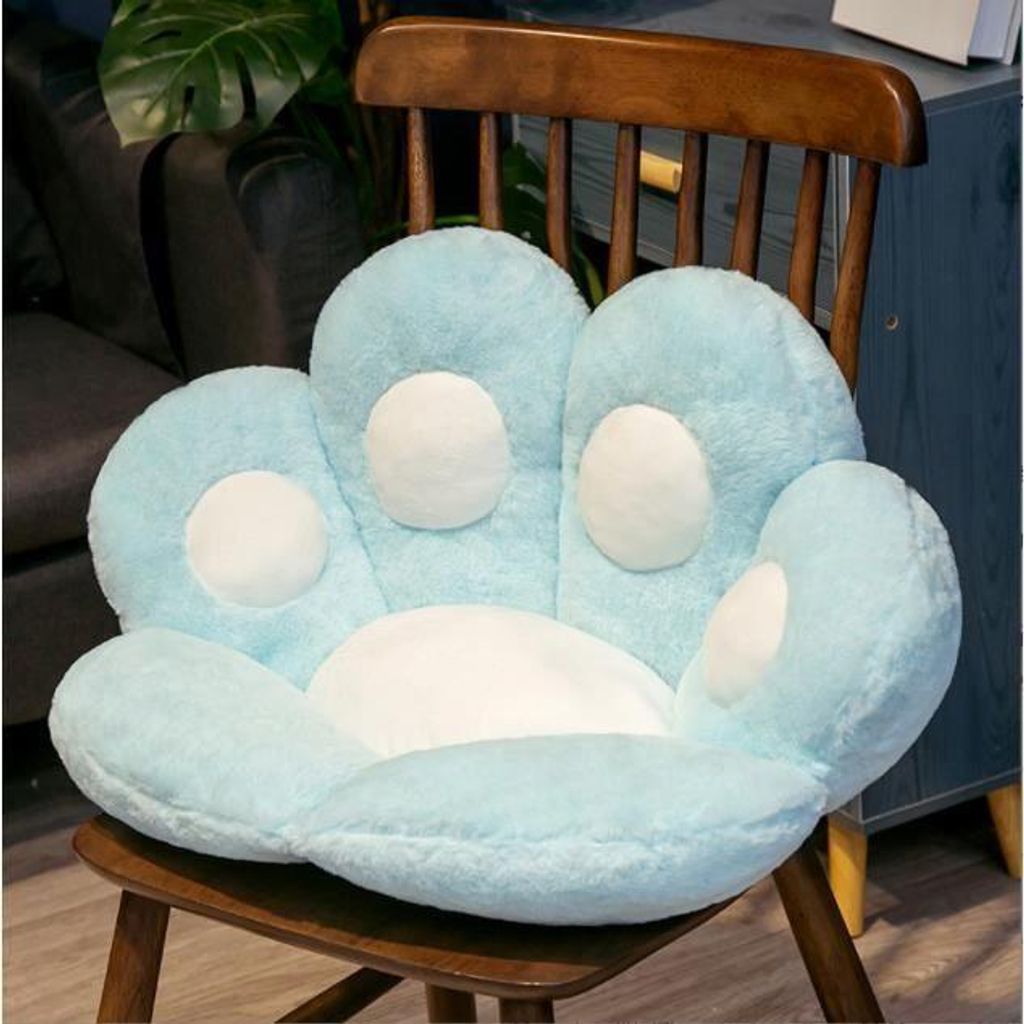 Sitzkissen mit Katzenpfote, bequemes Sessel-/Sofakissen, niedliches Kissen fürs Homeoffice – blau