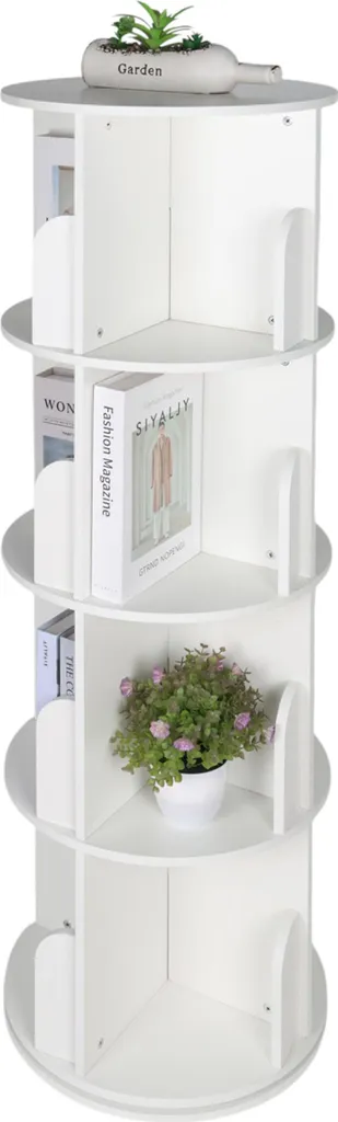 Étagère de rangement rotative 4 niveaux pour livres et CD Relaxdays