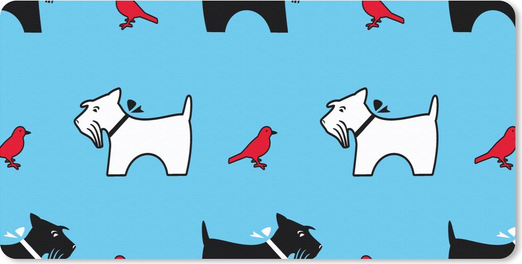 MuchoWow Mauspad Mousepad Hund - Vogel - Tiere - Muster - Kinder 60x30 cm - Mousepads - Maus Mat - Pad - Mausunterlage - Nachhaltig