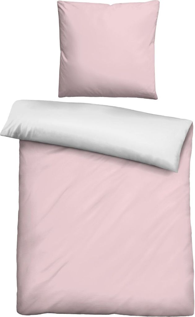 Mikrofaser-Wendebettwäsche - Rose - Silberfarben - 155 x 220 cm - mit Reißverschluss