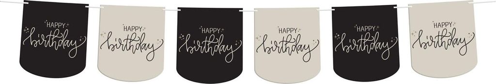 Happy Birthday Flaggenbanner Creme Noir 6m Produktbild 
