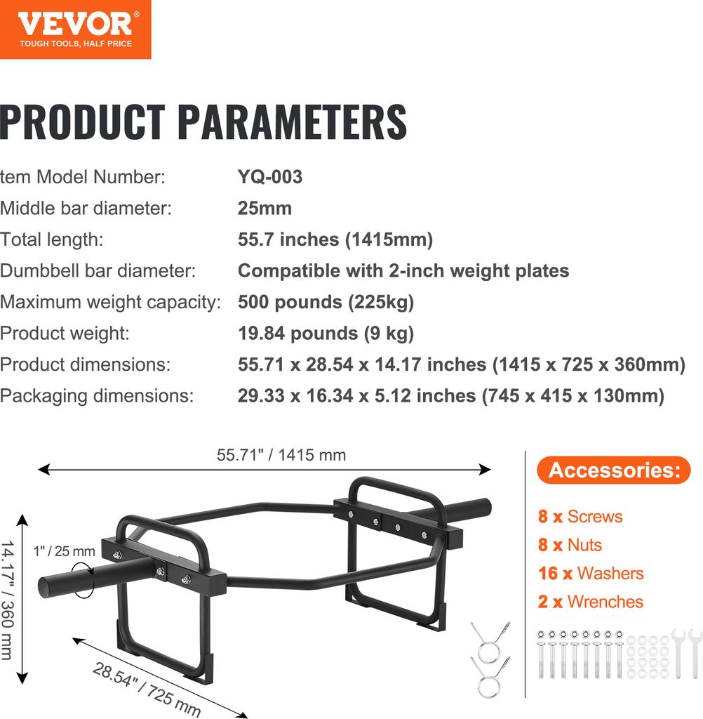 Posilovací tyč VEVOR Činka s nosností 225 kg Obrázek produktu 6