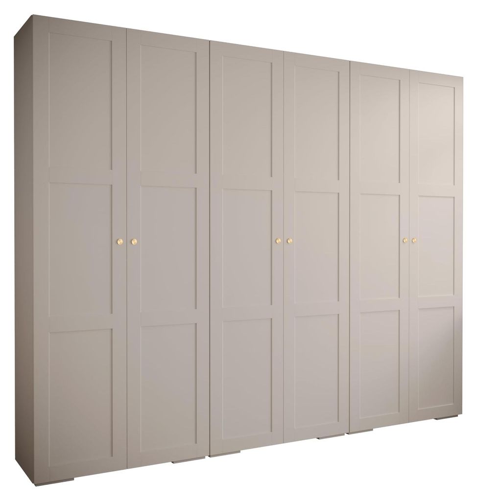 Kryspol - Kleiderschrank Weiß, 6 Tür, 3 Modul 300x236,7x47cm, Manhattan Ryfel 10