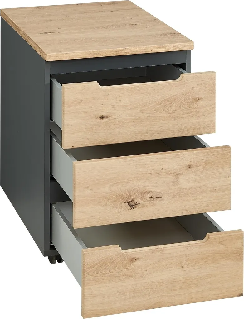 Caisson Memphis design chêne Artisan et graphite avec tiroirs fluides - 3