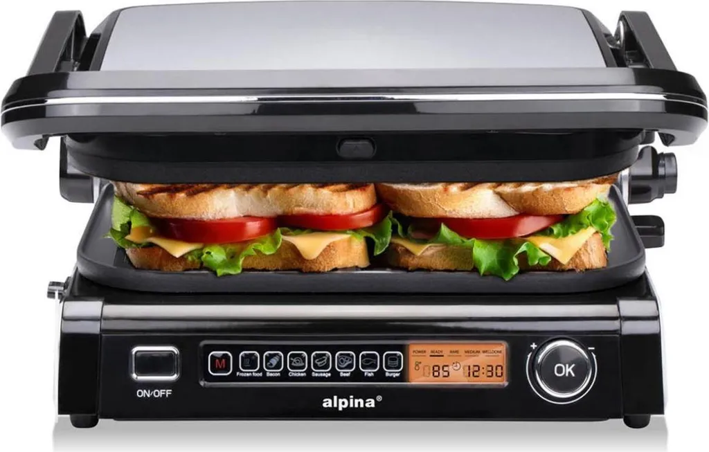 Alpina Gril de Contact Optigrill 2100W Noir - Appareil à Panini et Sandwich
