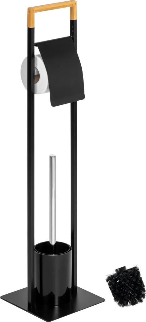 Set Bagno bremermann Nero/Bamboo: Piantana 2in1 Design Industriale