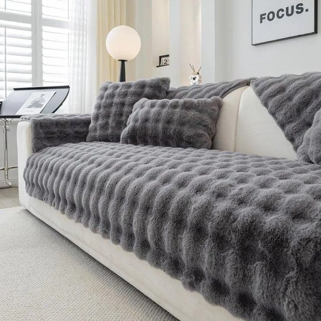 Housse de canapé d'angle en velours mat antidérapant pour 1-4 places