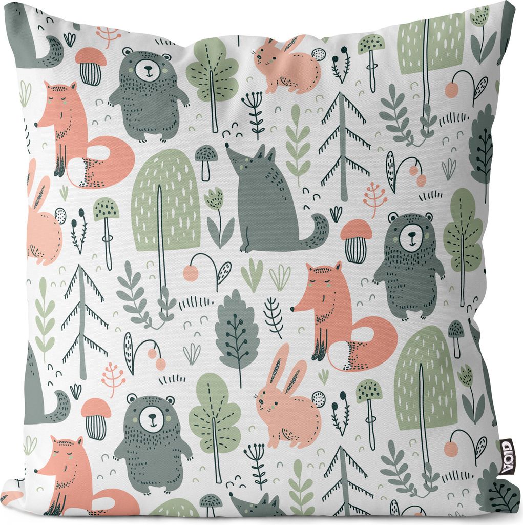 VOID Wald Tiere Kinder Pflanzen Kissenbezug Kissenhülle sofa couch wohnzimmer dekoration wasserfest Outdoor Garten Kissen bezug deko