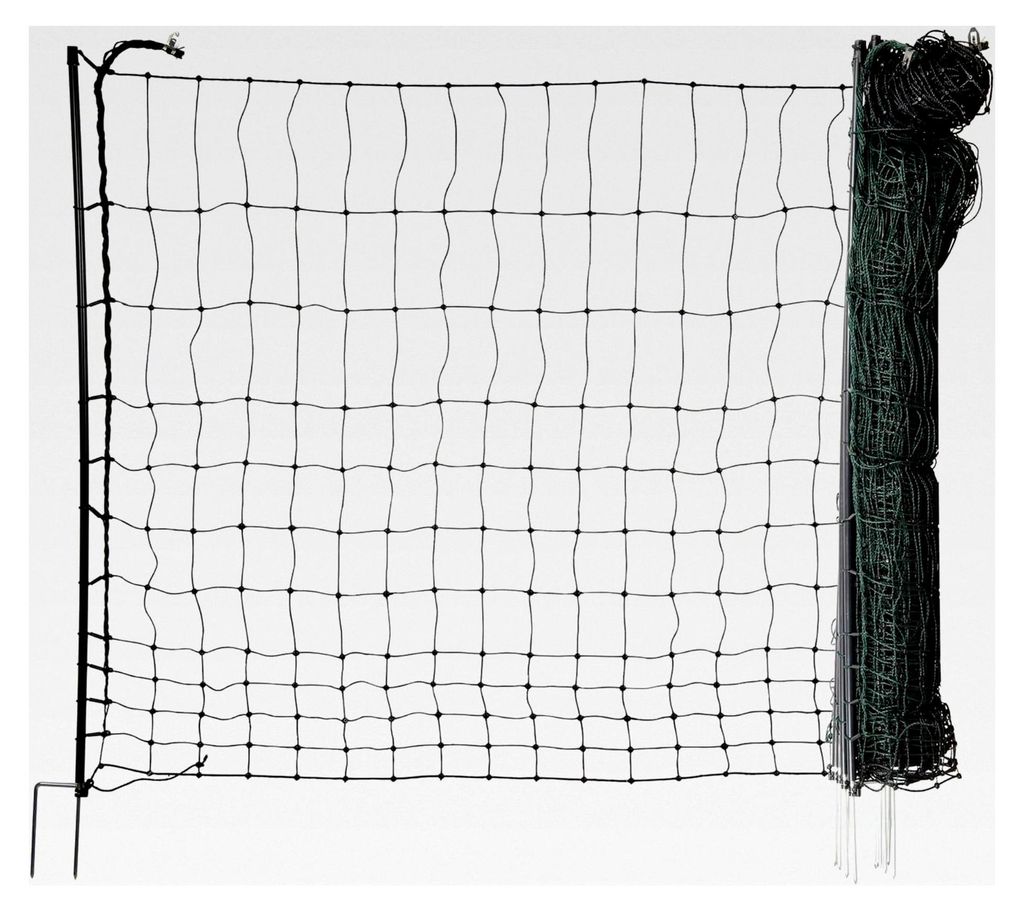 Hundezaun easyLine, 50 m lang, 110 cm hoch - mobiler Zaun ohne Strom, 14 PVC-Pfähle mit Doppelspitze, Hundezaun für Camping und Garten, grün