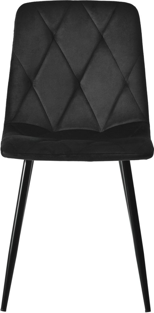 Esszimmerstuhl 4 St Schwarz Samt 4er-Set Rückenlehne Sitzfläche Polsterstuhl Stuhl Twill Esszimmerstuhl Küchenstuhl Gestell Metal Metallbeine