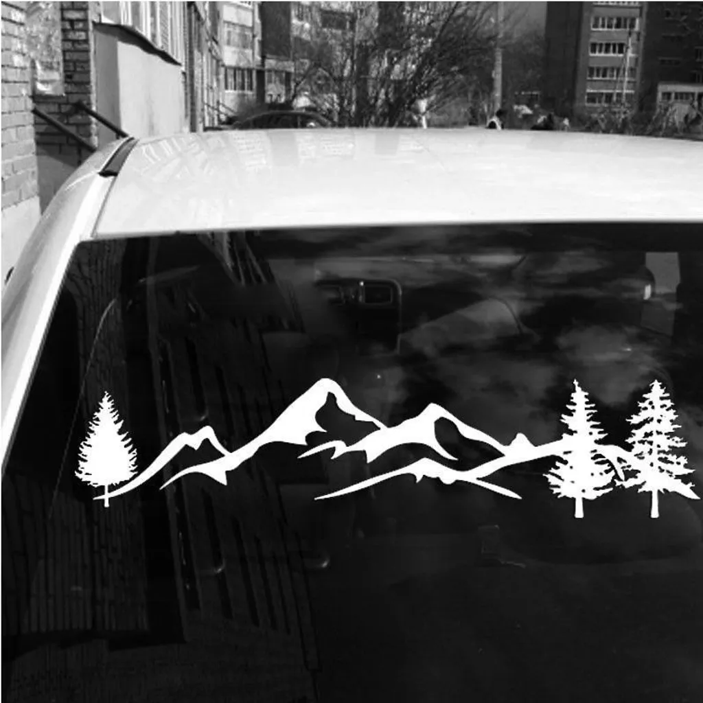 Parabrezza posteriore del veicolo Corpo Decalcomania Moda Montagna Foresta Totem riflettente Styling Sticker Nero