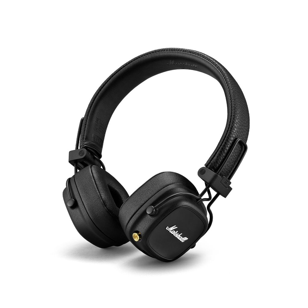 A black Marshall Major IV wireless Bluetooth headset is shown against a white background.