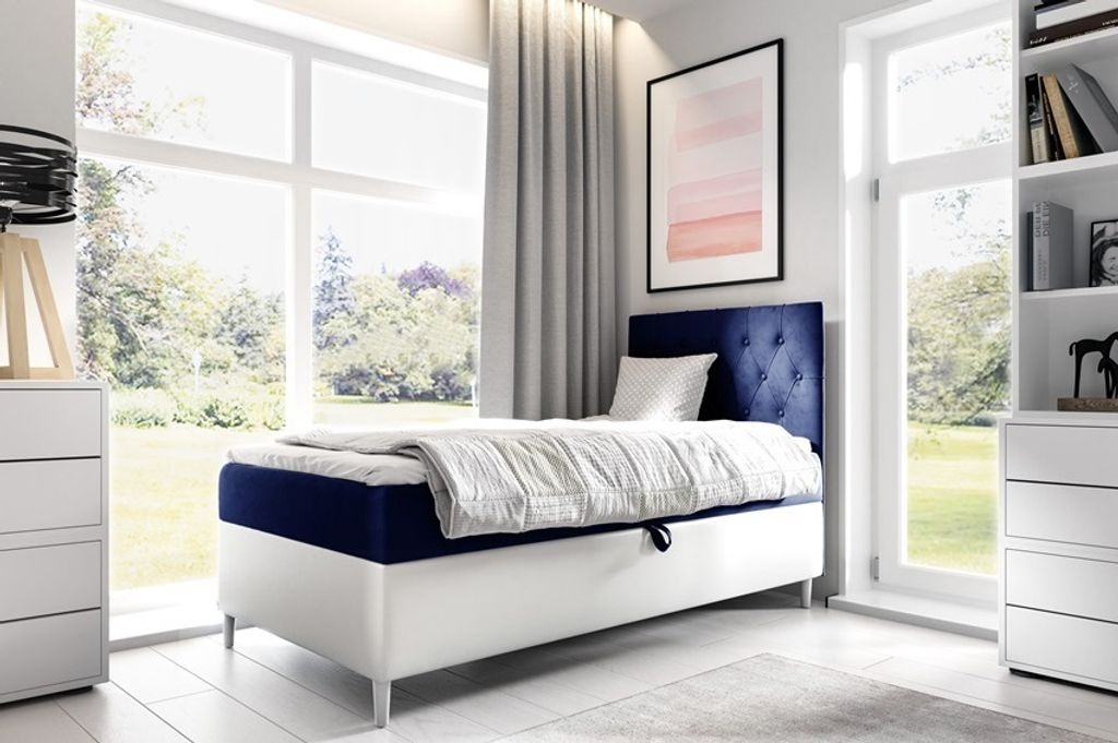 Boxspringbett FIFI 1 80x200 cm Bett mit Stauraum Kinderbett Bonell H3 - RECHTE ÖFFNUNGSSEITE (Fresh 11 + Soft 17)