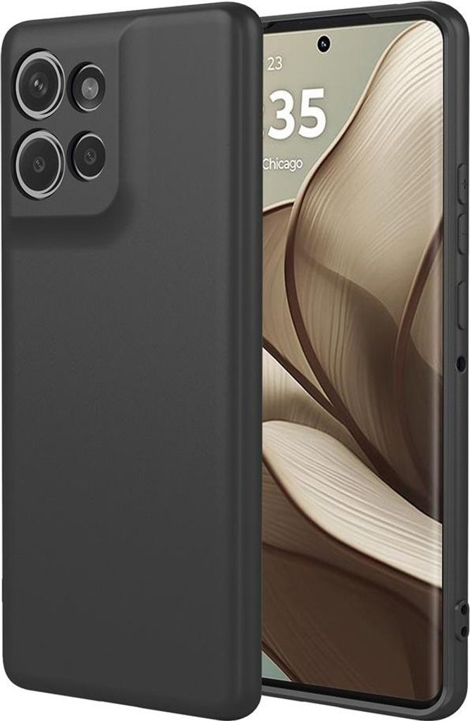 Hülle für Motorola Edge 50 - Phonesta Soft Silk Silikon Back Cover - Schwarz