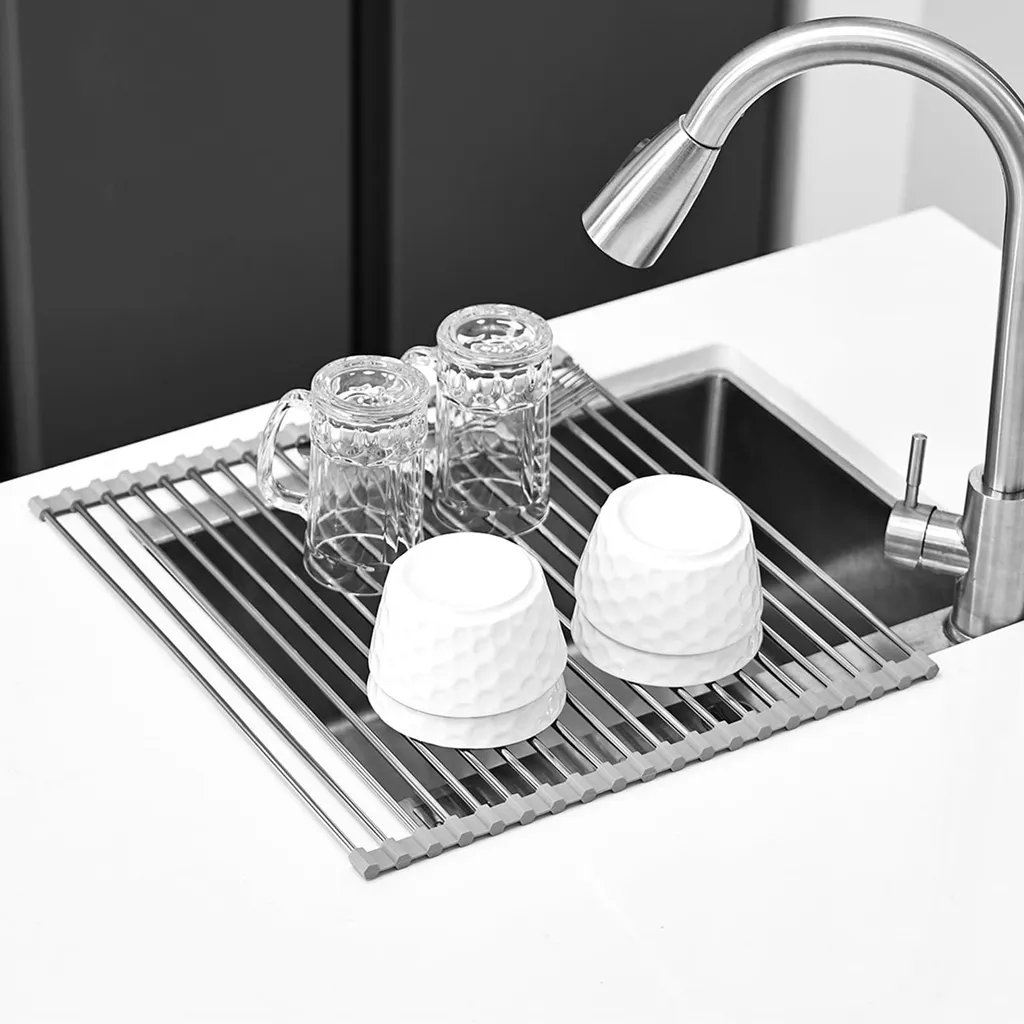 Égouttoir évier inox 304 pliable gris pour en finir avec l'humidité