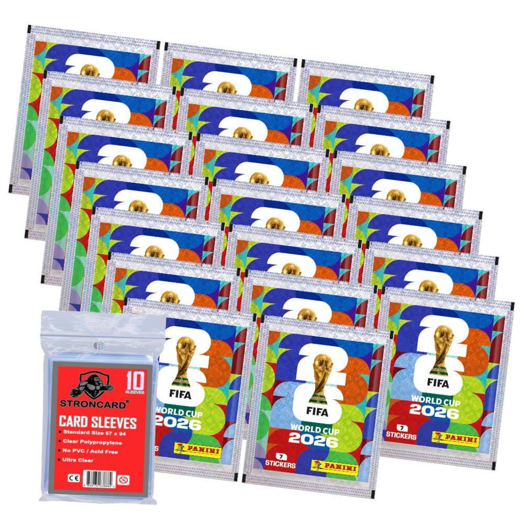 Fifa World Cup 2026 Sticker - WM Sammelsticker - 20 Tüten + 10 STRONCARD Sleeves