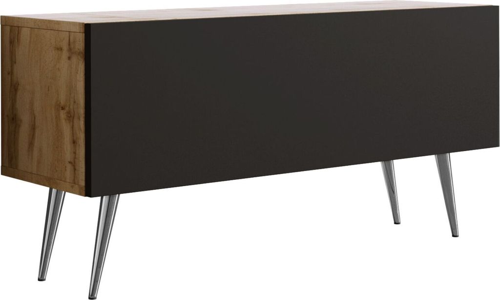 TV-SCHRANK: Wotan-Eiche /Mattschwarz, Chrombeine, 100 x 52 x 32 cm