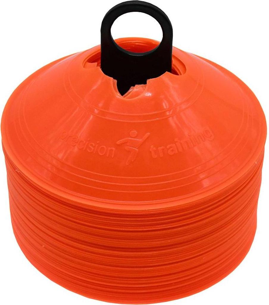 Precision Trainingshütchen Set - orange - 50 Stück - Sport Markierungskegel