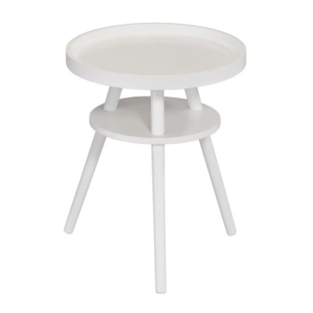 Table basse MAKI anti-chute blanche 40x40 cm avec plateau à rebord haut