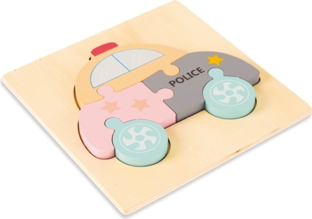 3 PCs Frühkindliche Bildung Holz Drei-Dimensional Puzzle Spielzeug (Polizei Auto)
