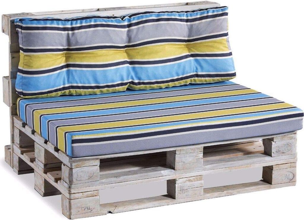 Palettenkissen Palettenauflagen PPF (Sitzkissen 120x60 glatt, Blau-Gelb 5)