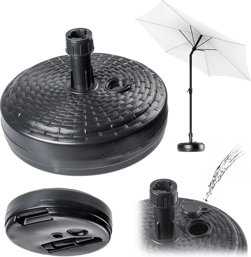 Supporto per ombrellone KADAX, rattan, rotondo, antracite