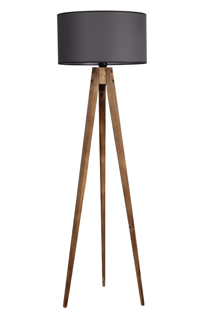Lampadaire Tripod Opviq avec Abat-jour Cylindrique Gris Foncé - 153 cm