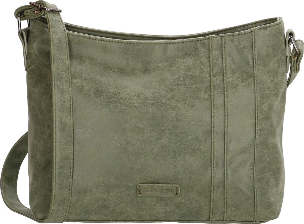 Damen Tasche Schultertasche Umhängetasche Crossover Bag Leder Optik Handtasche Olive