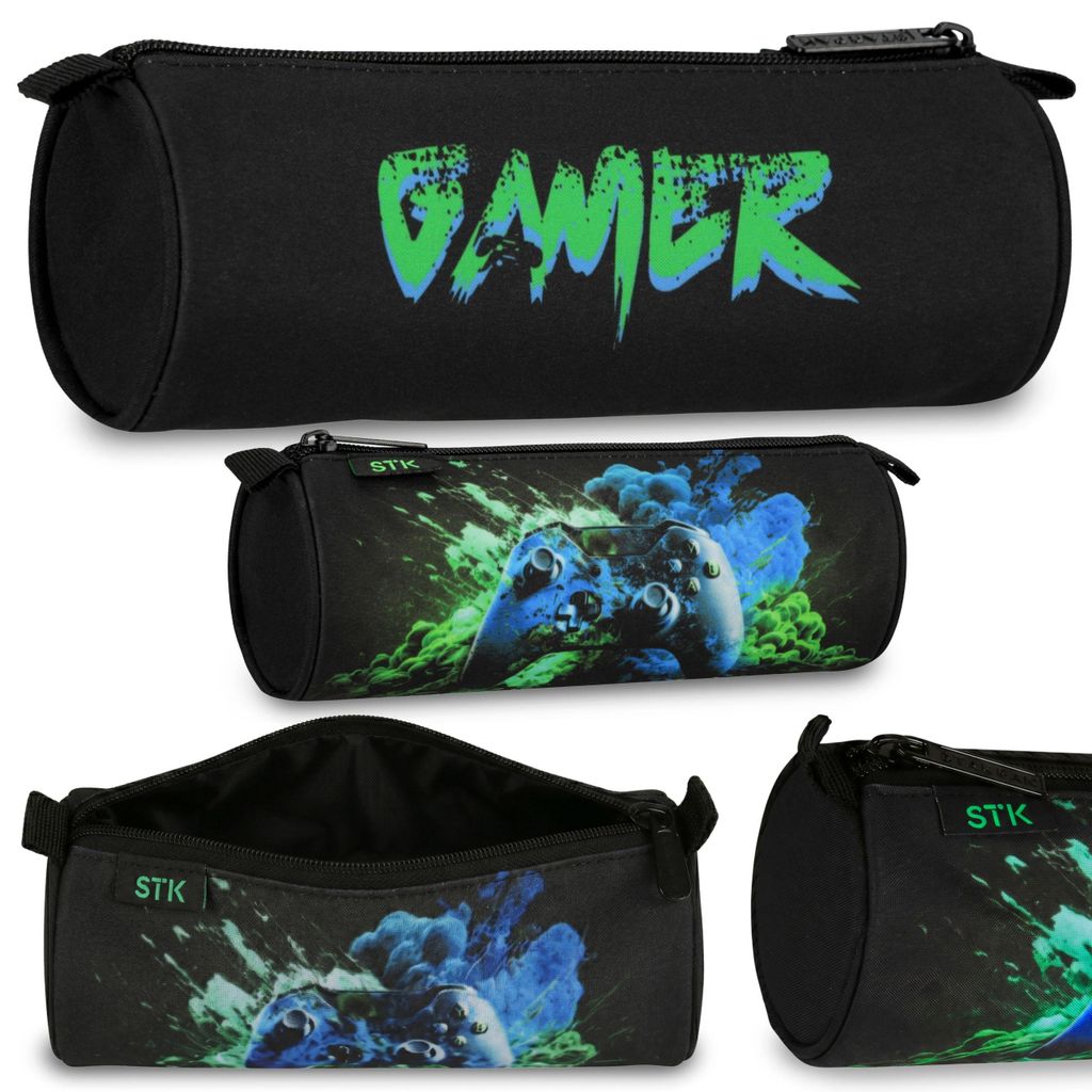 Spielkonsole PAD – rundes Schul-Federmäppchen für Jungen, Etui für Schulutensilien für Gamer, 22 × 8 × 8 cm