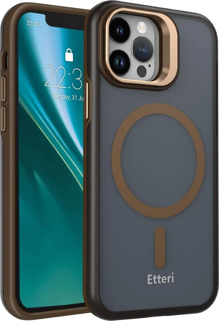 Custodia iPhone 12/12 Pro Etteri Morning Fog - Marrone con Stand Metallo