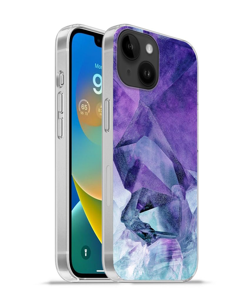 MuchoWow Handyhülle Schutzhülle Hülle für Apple iPhone 14 - Softcase Mineralien - Naturstein - Kristalle Silikon Softcase Handy Hülle - Mobi...