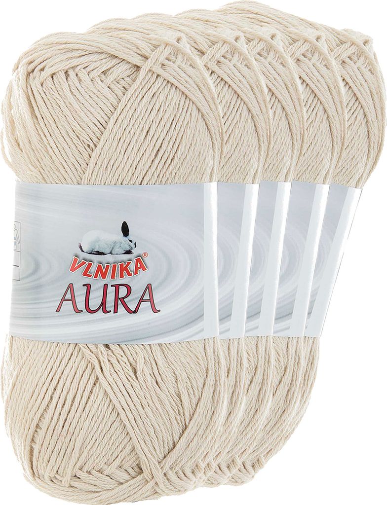 5 x 100g Aura Baumwoll-Leinen-Garn Strickgarn Häkelgarn Farbwahl