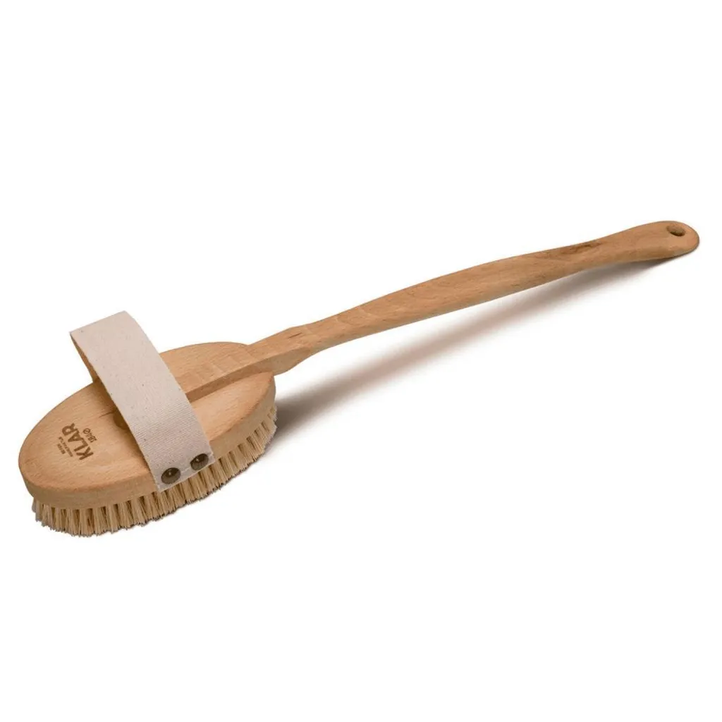 Brosse de bain exfoliante en bambou naturel avec long manche ergonomique