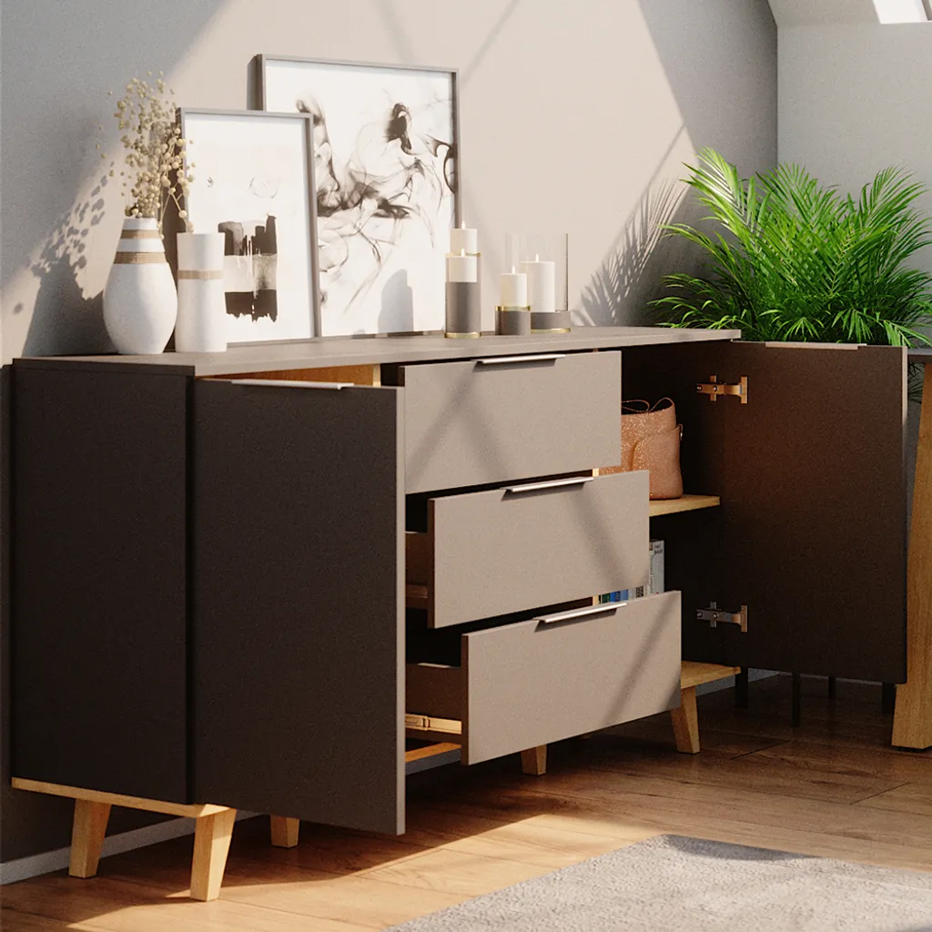 Grande Commode Anthracite 138cm Vicco - Finition Robuste et Design Moderne - 5