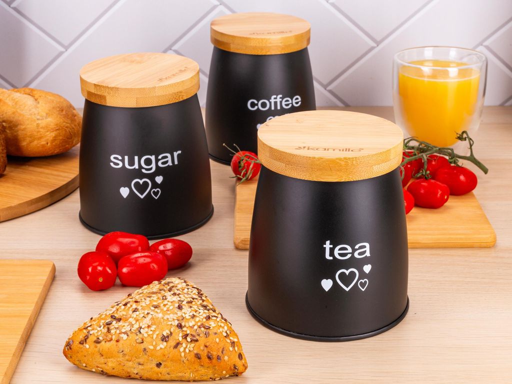 Set Von Küchenbehältern Set Behälter Für Kaffee, Tee, Zucker Und Kamille