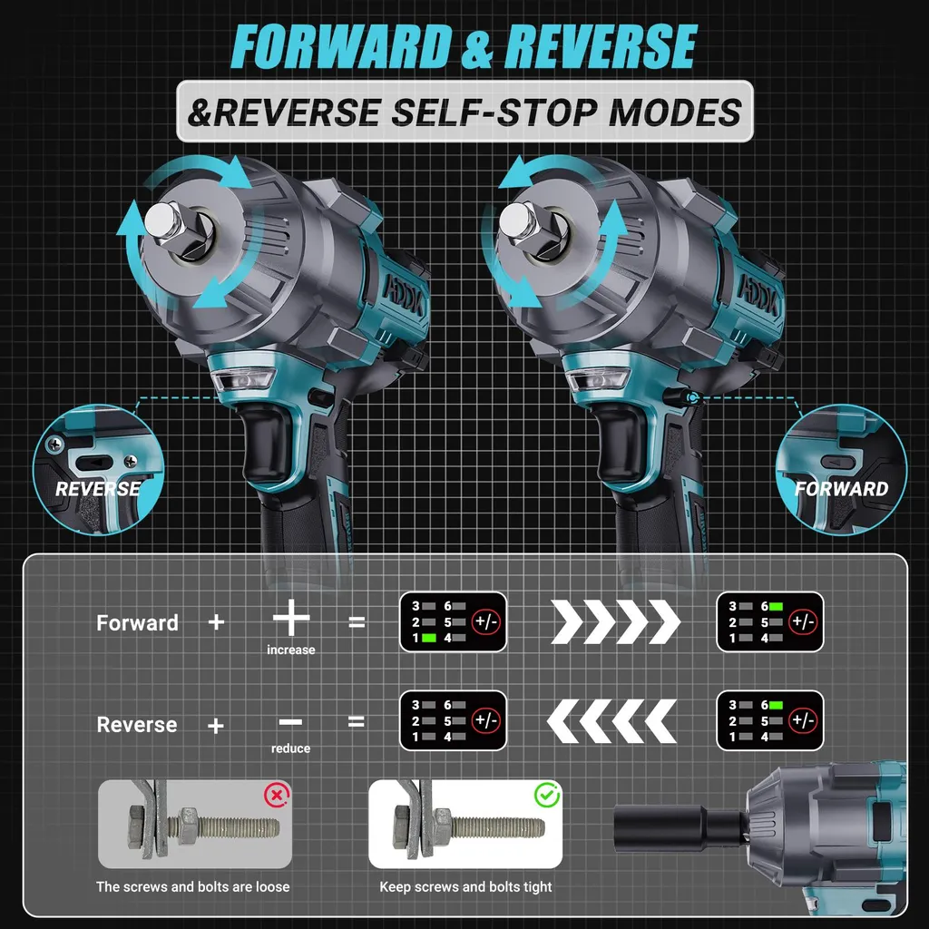 Clé à chocs 21V brushless pour débloquer boulons difficiles et pneus - 5