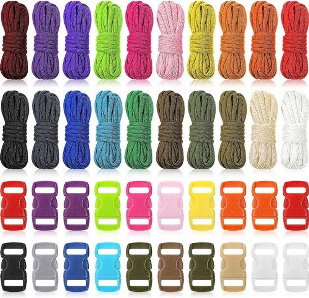 Paracord-Armband-Kleidung-Kit - 20 Farben Gespunte Paracord - Handgefertigt DIY Lanyard-Accessoire