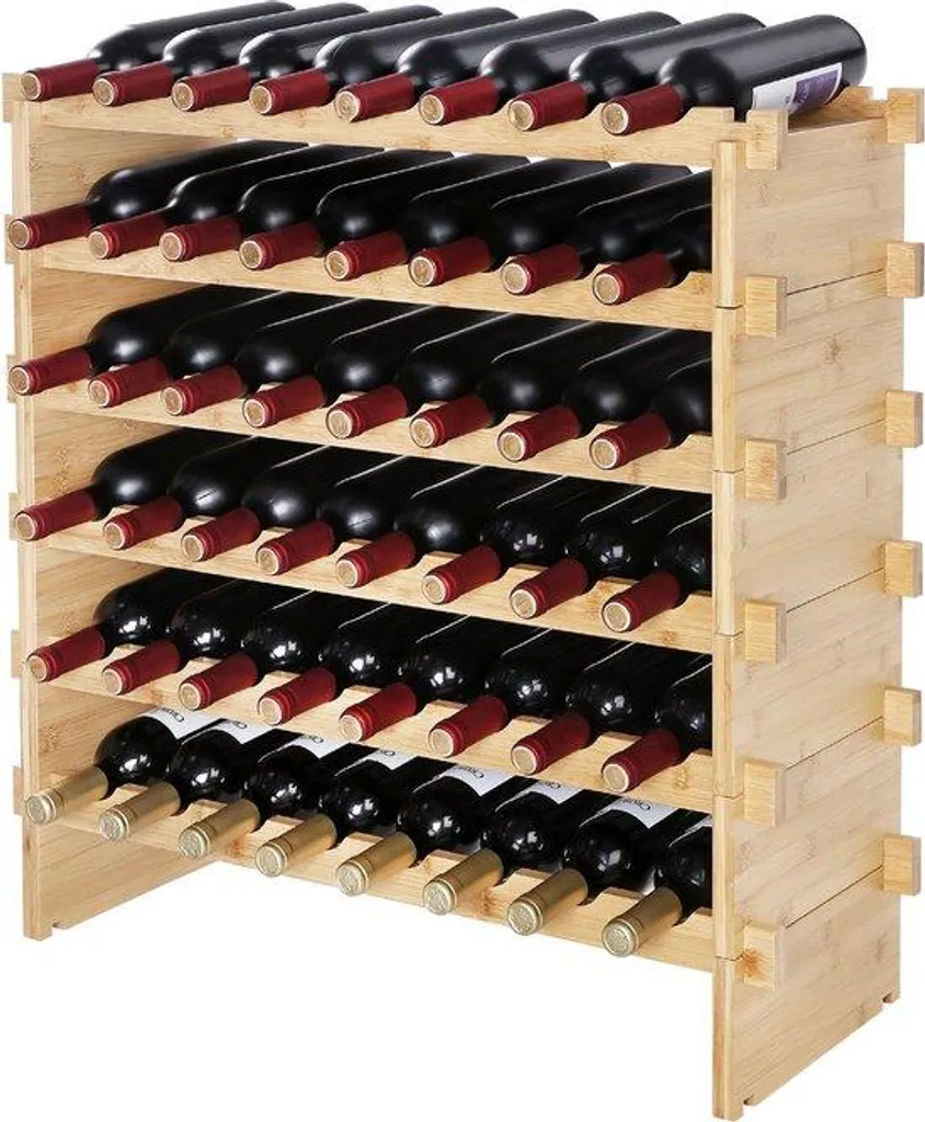 Casier à bouteilles en bois de bambou pour cave de 72 emplacements